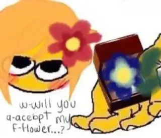 🥰 w-will you a-acebpt my f-flower...? kwiat, akceptacja, kreskówka, emoji telegram sticker