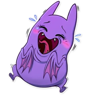 😀 蝙蝠, 卡通, 动物, 可爱, 紫色, 飞行, 表情符号 telegram sticker