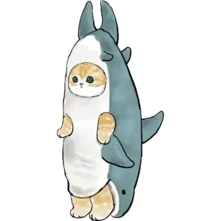 🤔 кот, акула, костюм, животное, милый, смешной telegram sticker