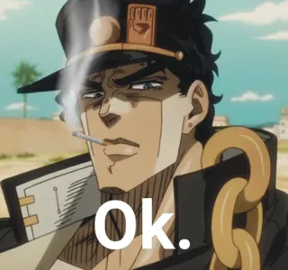 😒 Jotaro Kujo JoJo's Bizarre Adventure Ok. jotaro, jojo, anime, ok telegram sticker