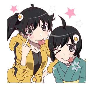 😜 애니메이션, 스티커, 귀여운, 만화, 캐릭터, 소녀, 장난기 telegram sticker