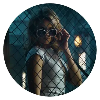 😎 woman, sunglasses, fence, fashion, portrait, retro, style whatsapp sticker