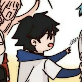🗿 anime style, cartoon, friends, cute, casual telegram sticker