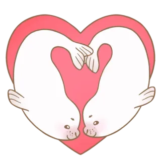 ❤️ Focas, Corazón, Amor, Lindo, Animales, Dibujos animados telegram sticker