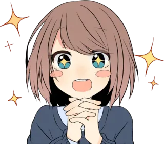 😍 аниме, девушка, мило, блеск, взволнованный, манга whatsapp sticker