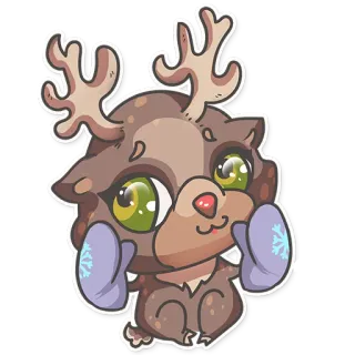 👐 순록, 동물, 만화, 겨울, 크리스마스, 귀여운 telegram sticker