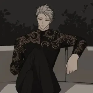 🕸 homme, assis, tenue de soirée, style anime whatsapp sticker