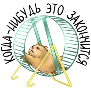 😰 Когда-нибудь это закончится ハムスター, ホイール, ロシア語, テキスト, 動物, 可愛い telegram sticker