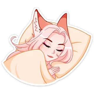 😴 sleep, cute, kawaii, catgirl, anime, sticker whatsapp sticker