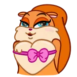 💗 kreskówka, wiewiórka, serce, kokarda, słodkie, miłość, powitanie telegram sticker