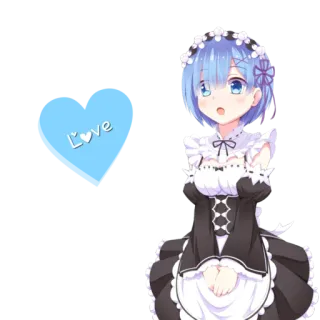 😍 Rem Re:Zero Love Аниме, Горничная, Милый, Любовь, Сердце whatsapp sticker