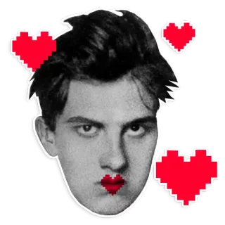 😘 face, hearts, portrait, love, pixel art, man telegram sticker