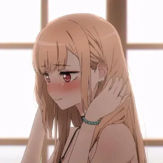😥 Marin Kitagawa My Dress-Up Darling 动漫, 女孩, 可爱, Cosplay, 脸红, 喜多川海梦 telegram sticker