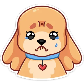 😢 Welpe, Hund, traurig, weinend, süß, Cartoon telegram sticker