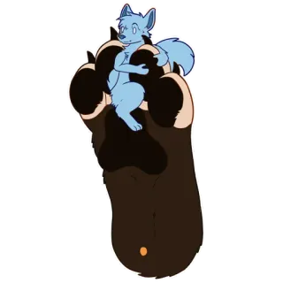 🦊 Furry, Telapak kaki, Binatang, Kartun, Biru telegram sticker