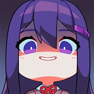 😈 Yuri Doki Doki Literature Club! 애니메이션, 만화, 귀여운, 치비, 팬아트, Doki Doki Literature Club!, 유리 telegram sticker