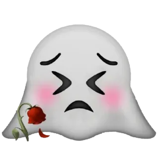 😣 призрак, грустный, роза, сломанный, эмоциональный, румянец whatsapp sticker