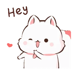😉 Hey gatto, carino, ciao, occhiolino, saluto, cuore telegram sticker