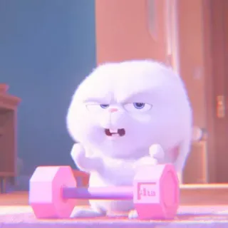 🐰 Snowball The Secret Life of Pets bunny, rabbit, cartoon, exercise, dumbbell, cute, pet whatsapp sticker