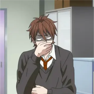 😣 Anime, Personagem, Homem, Careta, Preocupado, Exausto, Cansado telegram sticker