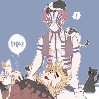❄️ NYA! anime, gatos, Demon Slayer, fan art telegram sticker