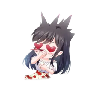 😍 anime, słodkie, miłość, serca, chibi, dziewczyna, kawaii telegram sticker