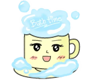 ☺️ Bath time bagno, tempo, bolle, carino, cartone animato, tazza telegram sticker