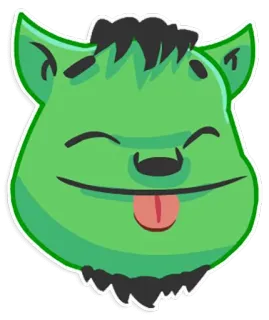 😝 絵文字, 緑, 顔, 舌, 幸せ, ステッカー, 漫画 telegram sticker