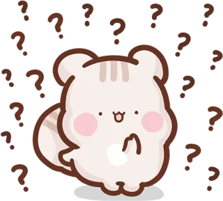 ❓ cartoon, cute, animal, bear, question marks, kawaii telegram sticker