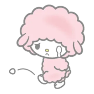 😒 кавай, грустный, милый, овца, розовый, плакать whatsapp sticker