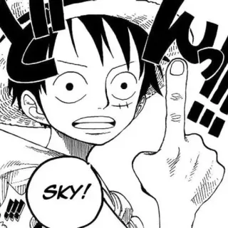 👆 Luffy One Piece SKY! one piece, luffy, anime, manga, himmel, strohhut telegram sticker