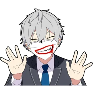 🎩 anime, manga, cartoon, character, scary, smile, face telegram sticker