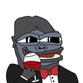 🍷 Pepe, macaco, vinho, bebendo, meme, terno telegram sticker