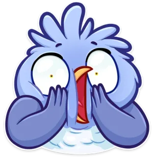 😱 bird, cartoon, shocked, surprised, emotion, blue, cute, funny telegram sticker