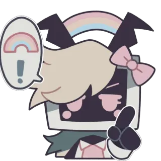 😠 애니메이션, TV 머리, 무지개, 귀여운, 느낌표 telegram sticker