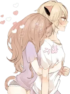 🤗 anime, couple, cat, hearts telegram sticker
