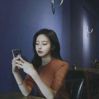 🥂 donna, asiatica, telefono, bella, coreana whatsapp sticker