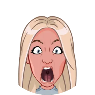 😱 Cartoon, Vrouw, Schreeuw, Emotie, Boos, Blond telegram sticker
