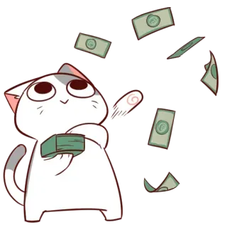 💶 고양이, 돈, 만화, 귀여운, 부유한, 부자, 달러 telegram sticker
