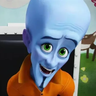 🌟 Megamind Megamind, DreamWorks, animé, méchant, super-vilain, bleu, personnage telegram sticker