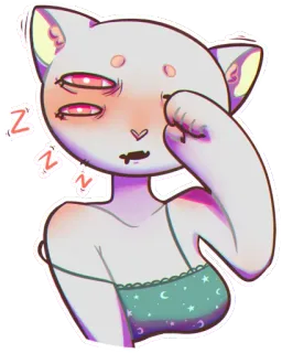 😪 ZZZ assonnato, gatto, cartone animato, antropomorfo, stanco telegram sticker