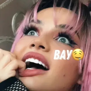 🤤 BAY woman, face, person, pink hair, emoji telegram sticker