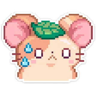 😓 ハムスター, ピクセルアート, かわいい, ステッカー, ねずみ, 動物 telegram sticker