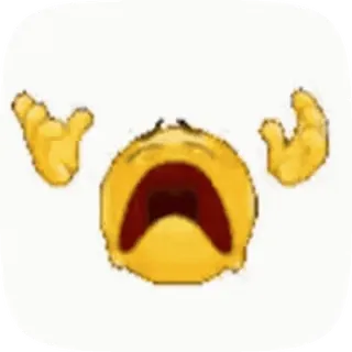 😫 Emoji, Pleur, Triste, Mains, Jaune, Mème telegram sticker
