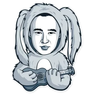 🎸 Dibujo animado, Conejo, Disfraz, Ukulele, Animal telegram sticker