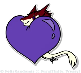 💜 © FelisRandomis @ Furaffinity, Weasyl Антро, Фурри, Сердце, Животное, Милый telegram sticker