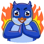 😈 kreskówka, sowa, ogień, knujący, zły telegram sticker