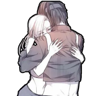 🙌 Anime, Abraço, Amor, Amizade, Desenho animado, Emoções, Casal telegram sticker