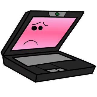 😔 Ноутбук, Компьютер, Грустный, Каваий, Цифровой, Технологии whatsapp sticker