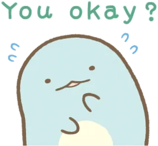 ❔ You okay? słodkie, zwierzę, pytanie, powitanie, sumikko gurashi telegram sticker